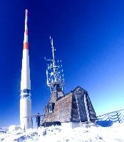 Weather station and TV antenna on Säntis, Swiss Alps, säntis, station, hiking, weather, walking, hut, tourism, blue sky, outdoors, sunshine, mountains, snow, alpine, winter, sheath, alps, antenna, cowling, swiss, tower, housing, switzerland, saentis, peak